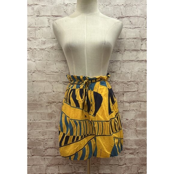 Marc by Marc Jacobs Sunflower Yellow Multi Print Balloon Paper Bag Mini Skirt 2 - Picture 1 of 4